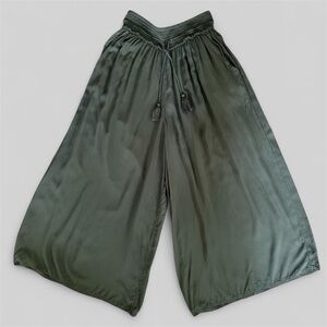 Wilfred Moss Green Wide-Leg Cropped Drawstring Pants Size Small